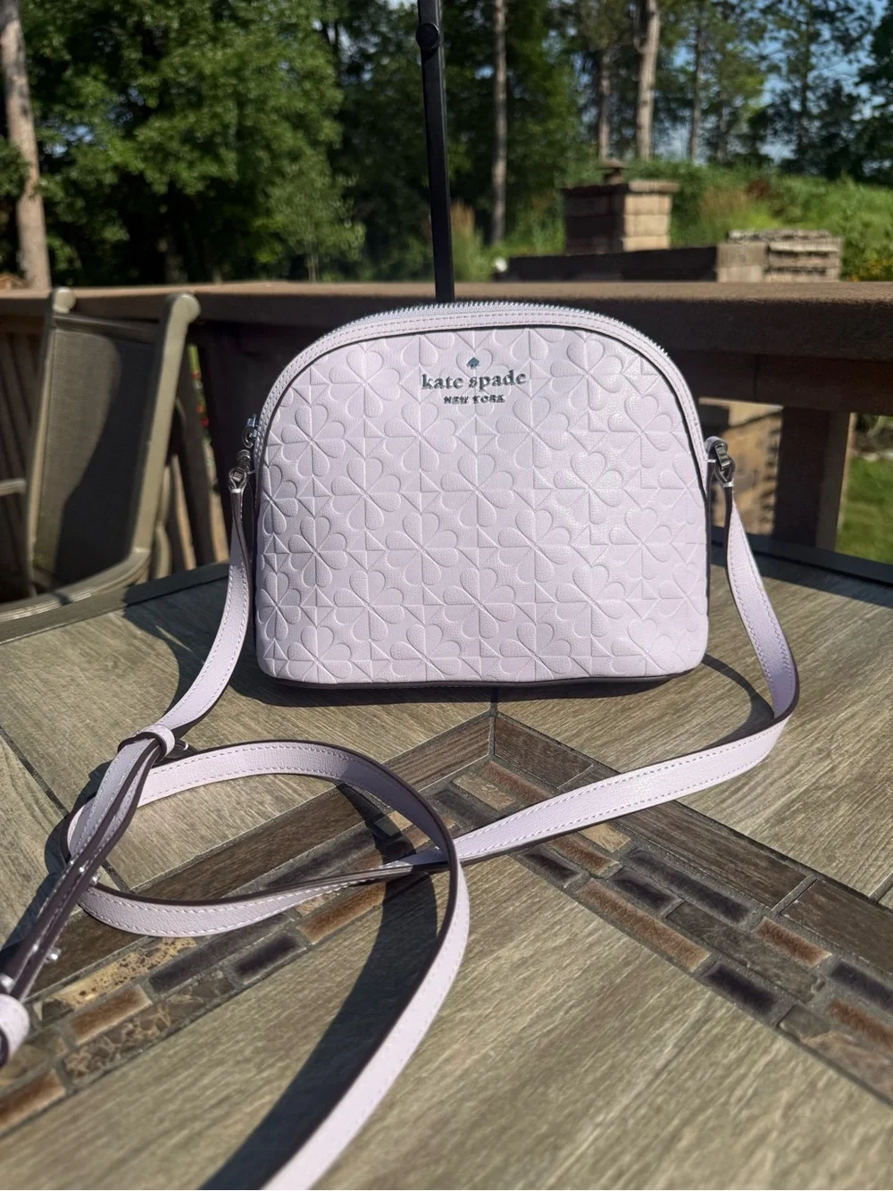 kate spade lilac embossed leather crossbody bag